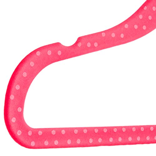 Amazon Basics - Perchas infantiles de terciopelo - Paquete de 30, Rosa (lunares)