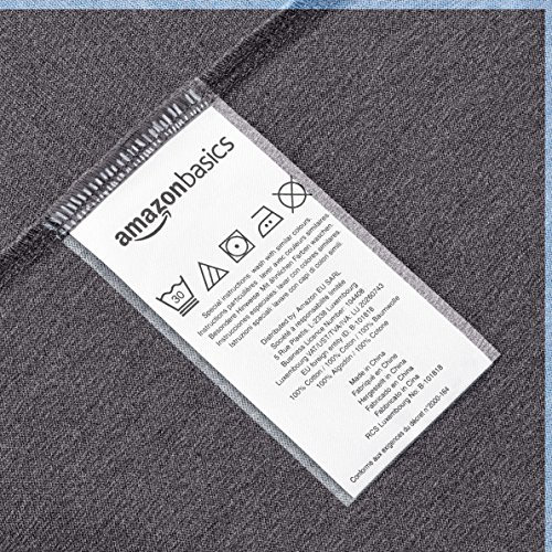 Amazon Basics - Sábana encimera, tejido jersey jaspeado, 180 x 290 + 10 cm - Gris oscuro