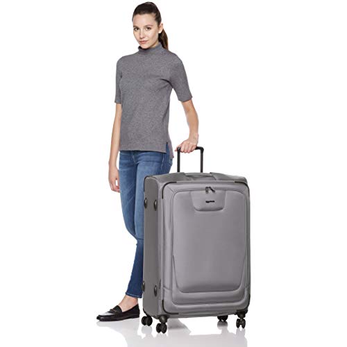 Amazon Basics - Set de dos maletas con ruedas, de calidad superior, expandible, con lados blandos y cierre con candado TSA, (53 cm, 74 cm), Gris