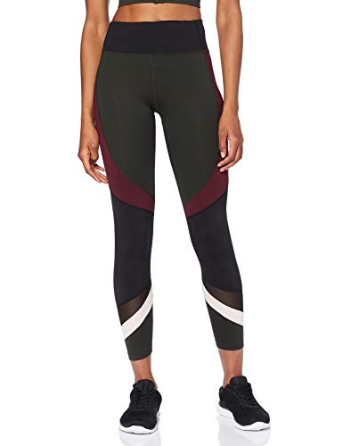 Amazon Brand - AURIQUE Leggings deportivos con paneles para mujer, Verde (Peat Peat), 42, Label:L