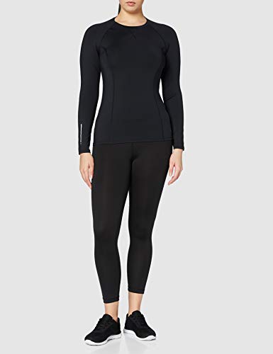 Amazon Brand - AURIQUE Top deportivo de running para mujer, Negro (Black), 42, Label:L