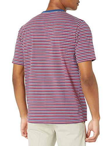 Amazon Essentials 2-Pack Crewneck T-Shirts Undershirts, Alimentador Rojo, Blanco, Azul/Azul Marino, S, Pack de 2