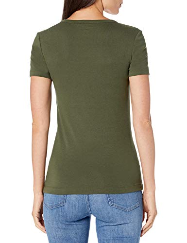 Amazon Essentials 2-Pack Slim-Fit Short-Sleeve Crewneck T-Shirt Fashion-t-Shirts, Dark Olive/Black, M