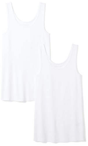 Amazon Essentials 2-Pack Tank Camisa, Blanco (White), Small (Talla del fabricante:):)