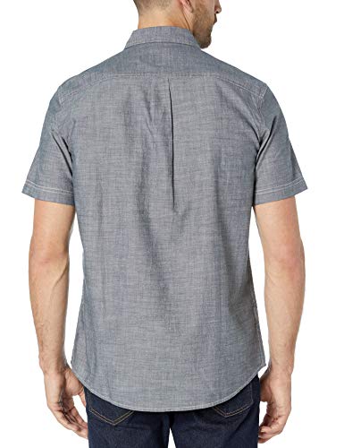 Amazon Essentials - Camisa de cambray de manga corta para hombre, gris, US M (EU M)