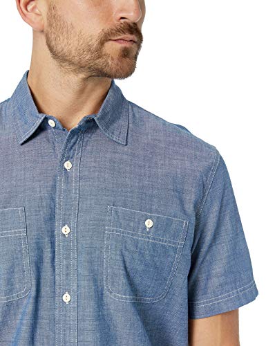 Amazon Essentials - Camisa de cambray de manga corta para hombre, Rinsed, US M (EU M)