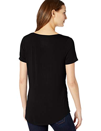 Amazon Essentials - Camisa de manga corta con cuello en V para mujer, Negro, US XXL (EU 3XL - 4XL)