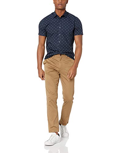 Amazon Essentials - Camisa de manga corta y corte entallado con estampado para hombre, Anchor, US XS (EU XS)
