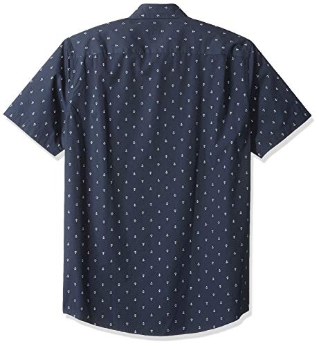 Amazon Essentials - Camisa de manga corta y corte entallado con estampado para hombre, Anchor, US XS (EU XS)