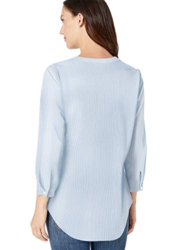 Amazon Essentials - Camisa de manga larga de algodón para mujer, Mini French Blue Stripe, US S (EU S - M)