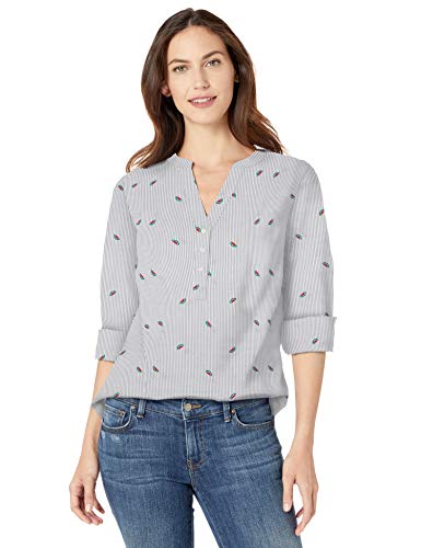 Amazon Essentials - Camisa de manga larga de algodón para mujer, rojo, (Red Watermelon), US L (EU L - XL)