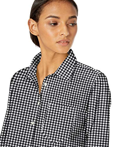 Amazon Essentials – Camisa de popelín de manga larga de corte clásico para mujer, Classic Gingham, US M (EU M - L)