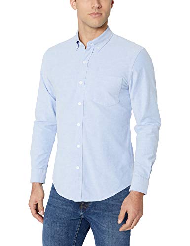 Amazon Essentials – Camisa Oxford de manga larga de corte entallado para hombre, Azul (Blue Blu), US L (EU L)