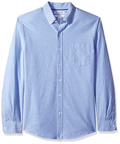 Amazon Essentials – Camisa Oxford de manga larga de corte entallado para hombre, Azul (Blue Blu), US L (EU L)