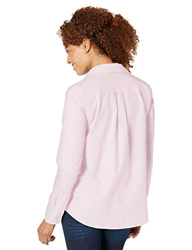 Amazon Essentials - Camisa Oxford de manga larga y corte clásico para mujer, Rosa (Pink Stripe Pst), US S (EU S - M)