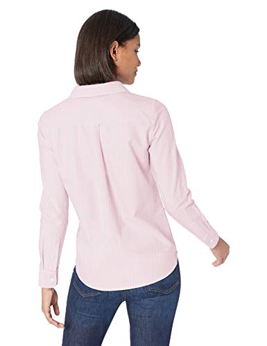 Amazon Essentials - Camisa Oxford de manga larga y corte clásico para mujer, Rosa (Pink Stripe Pst), US S (EU S - M)