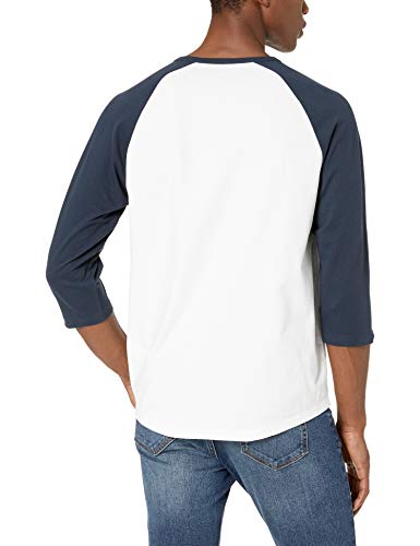 Amazon Essentials - Camiseta de béisbol de manga 3/4 para hombre, Azul marino/Blanco, US S (EU S)