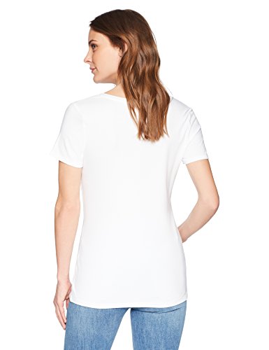 Amazon Essentials Camiseta de manga corta clásico con cuello en V, Mujer, Negro (Negro/Blanco), M, pack de 2