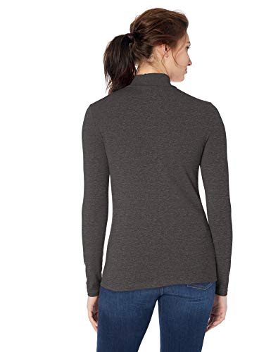 Amazon Essentials - Camiseta de manga larga, cuello alto y corte clásico para mujer, Gris (Charcoal Heather), US XXL (EU 3XL - 4XL)