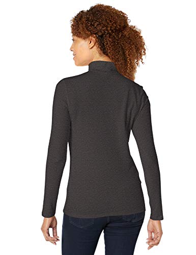 Amazon Essentials - Camiseta de manga larga, cuello alto y corte clásico para mujer, Gris (Charcoal Heather), US XXL (EU 3XL - 4XL)