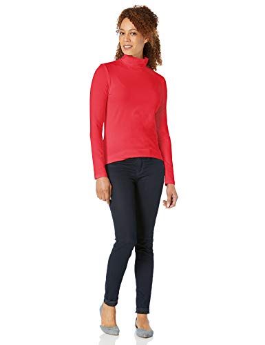Amazon Essentials - Camiseta de manga larga, cuello alto y corte clásico para mujer, Rojo (Red), US XL (EU 2XL)