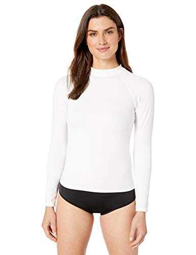 Amazon Essentials - Camiseta de protección solar con manga larga para mujer, Blanco, US L (EU L)