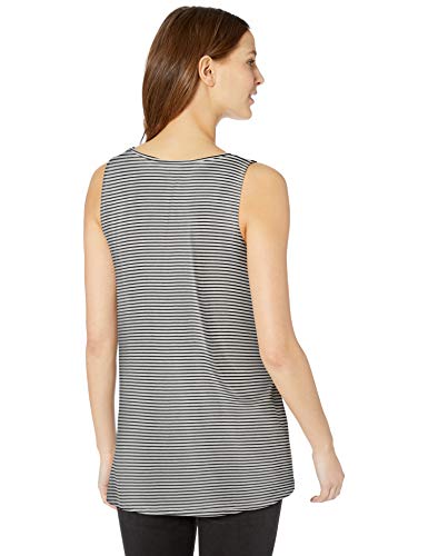Amazon Essentials - Camiseta sin mangas para mujer, blanco (Mini Stripe White), US M (EU M - L)