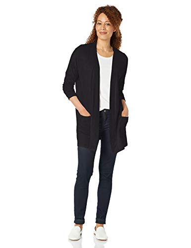 Amazon Essentials – Cárdigan ligero abierto para mujer, Negro, US L (EU L - XL)