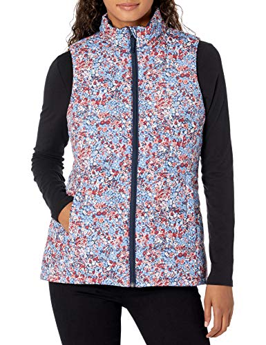 Amazon Essentials Chaleco Globo de Peso Medio Outerwear-Vests, Floral Azul Marino, XXL