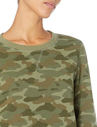 Amazon Essentials French Terry-Sudadera con Cuello Redondo Fashion-Sweatshirts, Camuflaje Verde, M