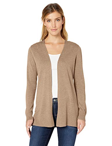 Amazon Essentials – Jersey cárdigan abierto y ligero para mujer, Beige (Camel Heather Cam), X-Small
