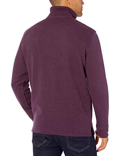 Amazon Essentials - Jersey estándar de hombre con acanalado francés y cremallera corta en el cuello, Borgoña jaspeado, US S (EU S)
