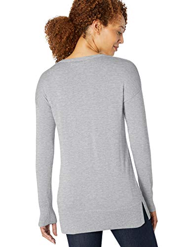 Amazon Essentials - Jersey ligero tipo túnica con cuello en V para mujer, Gris (Light Grey Heather Lgh), US XS (EU XS - S)