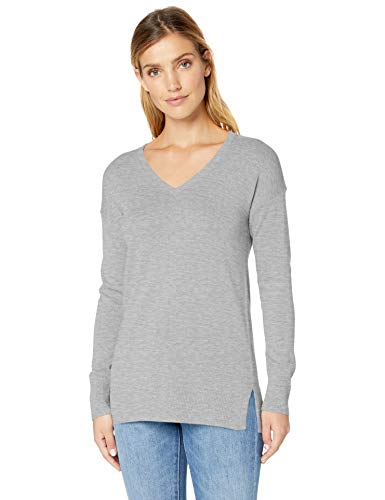 Amazon Essentials - Jersey ligero tipo túnica con cuello en V para mujer, Gris (Light Grey Heather Lgh), US XS (EU XS - S)