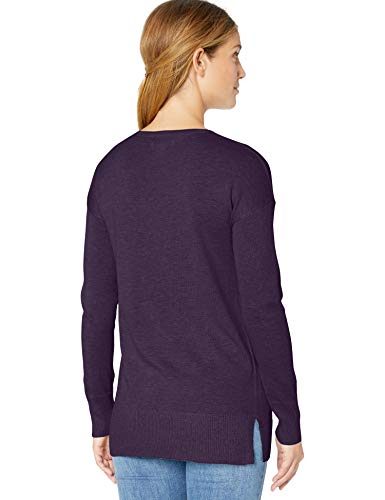 Casamoda suéter morado manga larga normal cortado escote en V algodón 