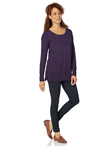 Amazon Essentials - Jersey ligero tipo túnica con cuello redondo para mujer, Morado (Purple Heather Pur), US S (EU S - M)