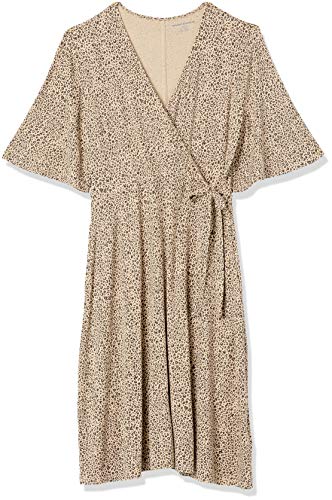 Amazon Essentials Kimono Vestido Envolvente de Manga Dresses, Mini Leopardo, US L (EU L - XL)