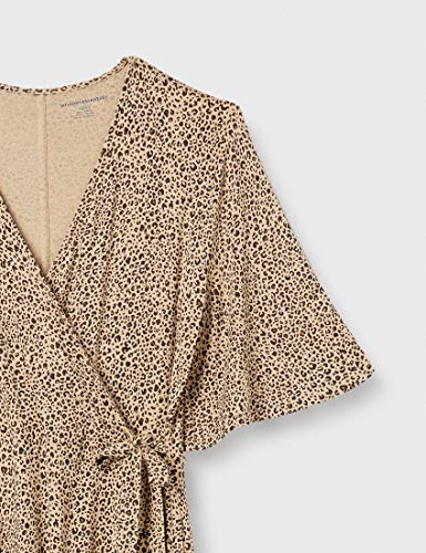 Amazon Essentials Kimono Vestido Envolvente de Manga Dresses, Mini Leopardo, US L (EU L - XL)