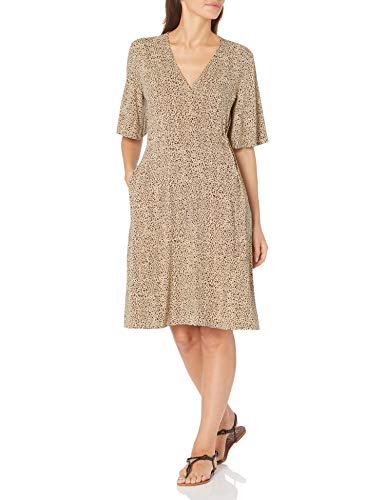 Amazon Essentials Kimono Vestido Envolvente de Manga Dresses, Mini Leopardo, US L (EU L - XL)