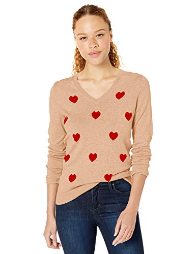 Amazon Essentials Lightweight V-Neck Sweater Pullover-Sweaters, Corazón Rojo, US M (EU M - L)