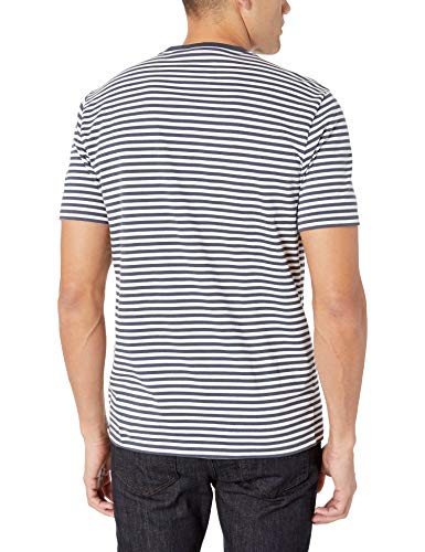 Amazon Essentials - Pack de 2 camisetas de manga corta con cuello redondo y diseño a rayas para hombre, Azul marino/Blanco, US S (EU S)