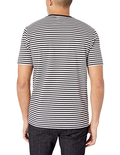 Amazon Essentials - Pack de 2 camisetas de manga corta con cuello redondo y diseño a rayas para hombre, Negro/Blanco, US XS (EU XS)