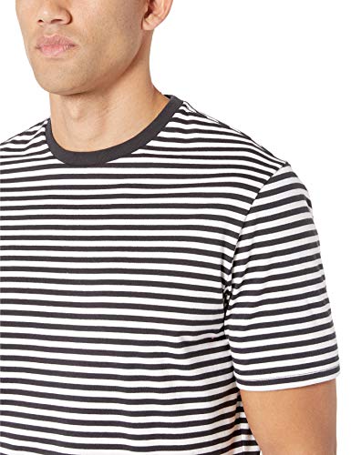 Amazon Essentials - Pack de 2 camisetas de manga corta con cuello redondo y diseño a rayas para hombre, Negro/Blanco, US XS (EU XS)