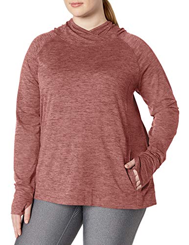 Amazon Essentials Plus Size Brushed Tech Stretch Popover Hood Fashion-Hoodies, Wild Ginger Space Dye, 5X