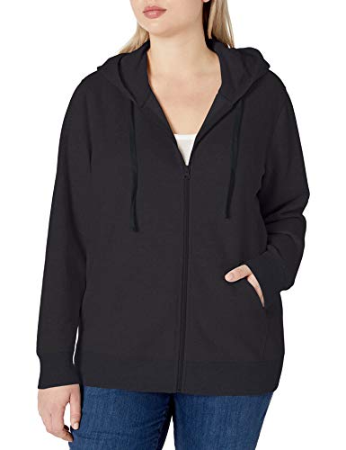 Amazon Essentials Plus Size French Terry Fleece Full-Zip Hoodie Fashion, Negro, XL Grande