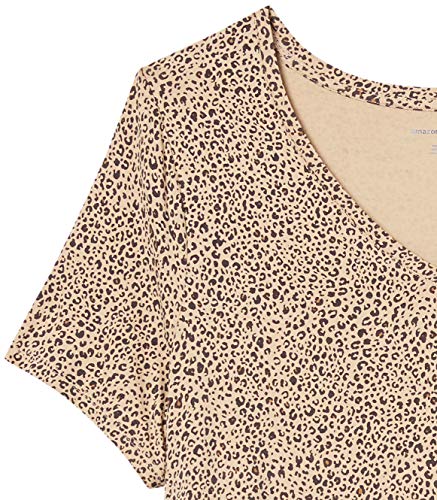 Amazon Essentials Plus Size Short-Sleeve V-Neck Tunic Shirts, Mini Leopardo, XL Grande