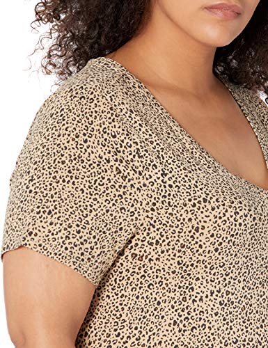 Amazon Essentials Plus Size Short-Sleeve V-Neck Tunic Shirts, Mini Leopardo, XL Grande