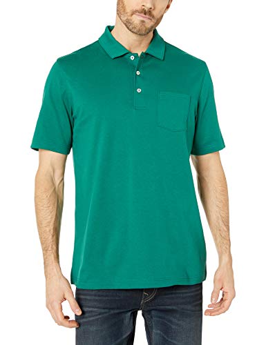 Amazon Essentials - Polo de manga corta con corte recto y bolsillo para hombre, Hunter Green, US S (EU S)