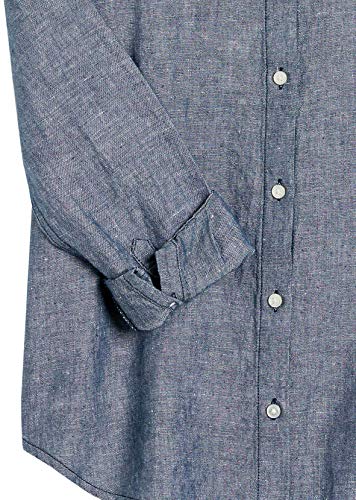 Amazon Essentials Relaxed-fit Long-Sleeve Linen Shirt Dress-Shirts, Azul Marino Crossdye, M