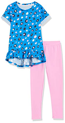 Amazon Essentials Short-Sleeve Tunic T-Shirts, Leggings Outfit Sets Dresses, Juego de Animales Azules, 9-10 años